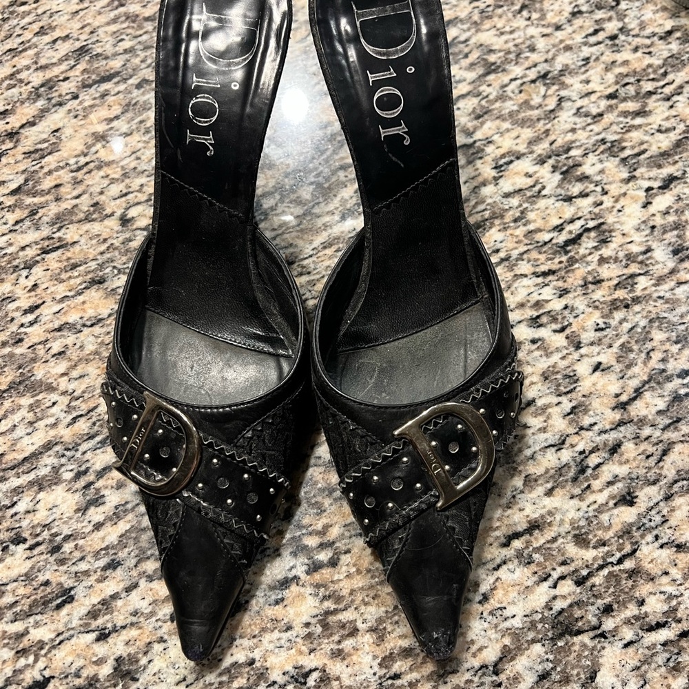 Vintage Dior Black backless pump - 8.5